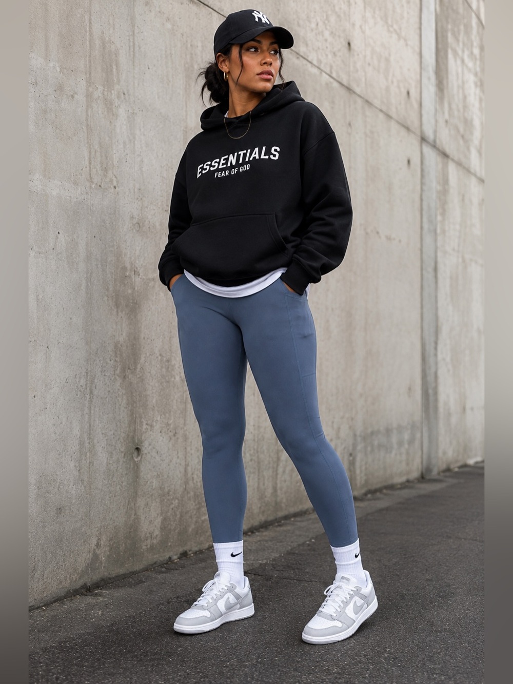 Kyodan XL Blue High Rise Side Pocket Performance Ankle Leggings